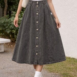 Vintage Cherokee Denim Button-Down Skirt